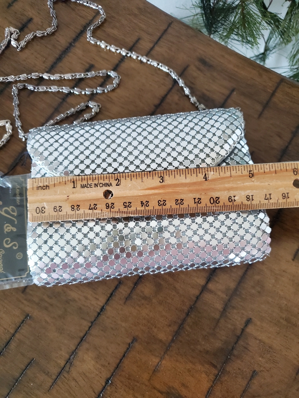 Y&S Original Vintage Silver Sequin Evening Bag Clutch Crossbody Formal NWT - Picture 6 of 14